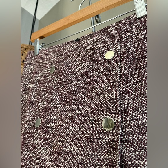 ☑️HUGO BOSS RED LABEL A LINE BUTTON FRONT TWEED WRAP MINI SKIRT - Picture 11 of 12